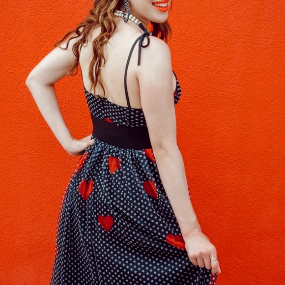 NWT Heart Polka Dot Party Midi Dress S:Small-Med - Picture 9 of 14